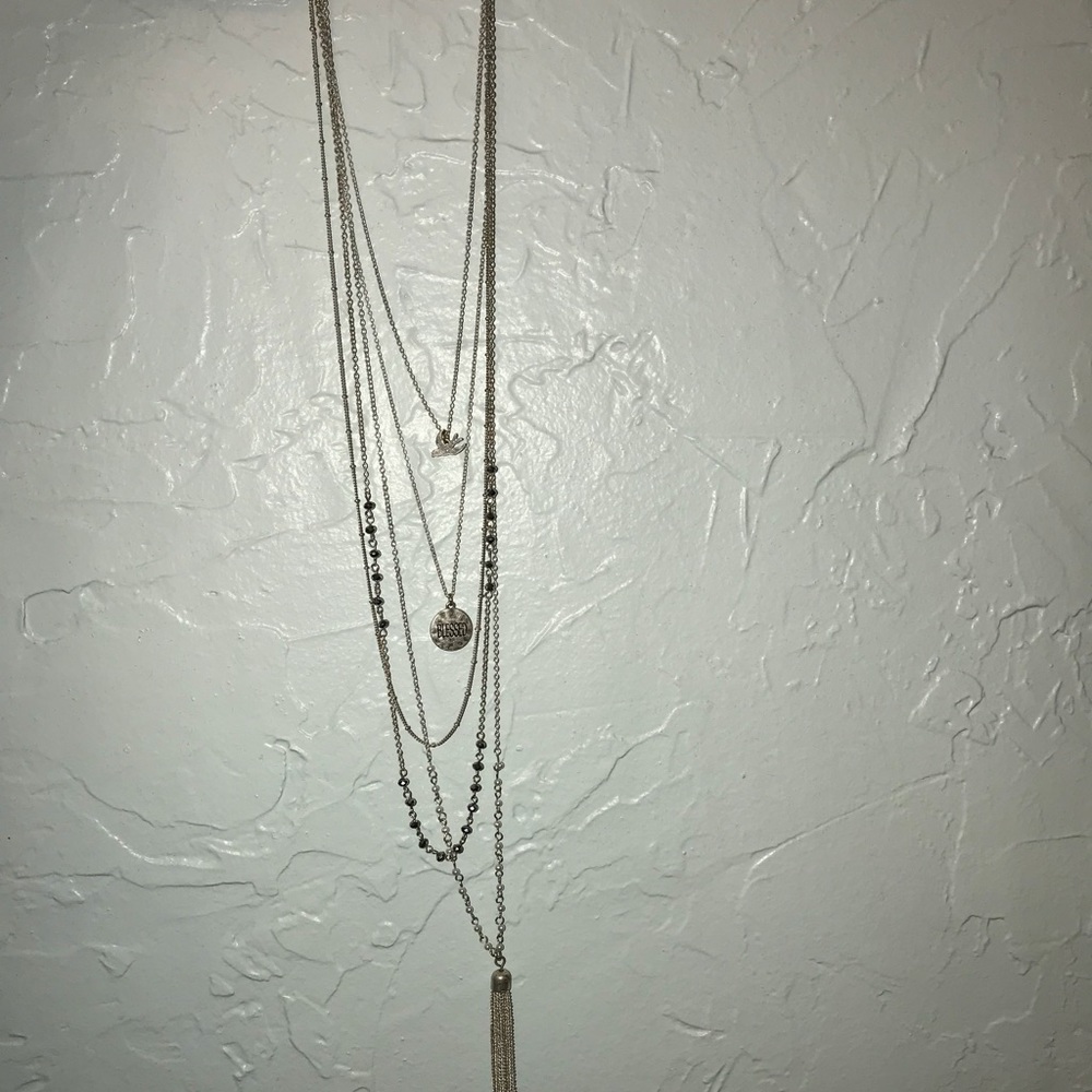 Silver layered necklace